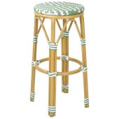 Bolero Parisian Style PE Rattan Bar Stools Light Green (Pack of 2)