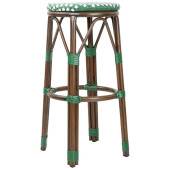 Bolero Parisian Style PE Rattan Bar Stools Green Dot Mix (Pack of 2)