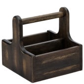 Small Black Acacia Wood Table Caddy (Pack of 2)