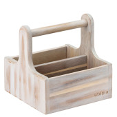 Small White Acacia Wood Table Caddy (Pack of 2)
