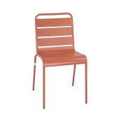 Bolero Terracotta Slatted Steel Side Chairs (Pack of 4)