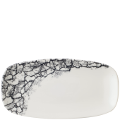 Churchill Studio Prints Kintsugi Accents Quartz Black Oblong Plate 35.2x18.7cm/11.75x6" - Overhead