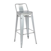 Bolero Bistro Steel High Stool with Backrest Galvanised (Pack of 4)