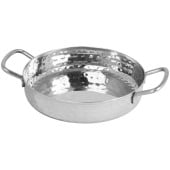Stainless Steel Mini Deep Pan with Handles Hammered Silver 15cm