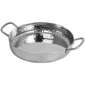 Stainless Steel Mini Deep Pan with Handles Hammered Silver 18cm