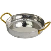 Stainless Steel Mini Deep Pan with Handles Hammered Silver & Gold 15cm