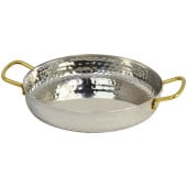 Stainless Steel Mini Deep Pan with Handles Hammered Silver & Gold 18cm