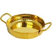 Stainless Steel Mini Deep Pan with Handles Hammered Gold 15cm