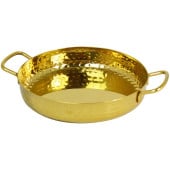 Stainless Steel Mini Deep Pan with Handles Hammered Gold 18cm