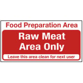 Catering Sign - Raw Meat Area