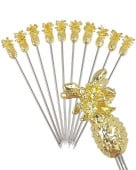 Gold Pineapple Garnish Pick Reusable Pack of 10