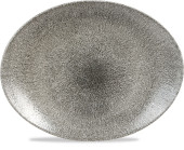 Studio Prints Raku Quartz Black Oval Coupe Plate 31.7x25.5cm