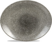Studio Prints Raku Quartz Black Oval Coupe Plate 27x22.9cm