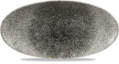 Studio Prints Raku Quartz Black Oval Chefs Plate 11.8x5.75"