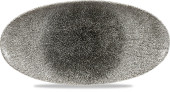 Studio Prints Raku Quartz Black Oval Chefs Plate 13.75x6.75"
