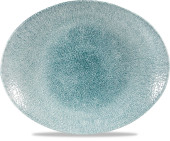 Studio Prints Raku Jade Green Oval Coupe Plate 31.7x25.5cm