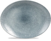 Studio Prints Raku Topaz Blue Oval Coupe Plate 31.7x25.5cm