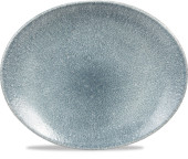 Studio Prints Raku Topaz Blue Oval Coupe Plate 27x22.9cm