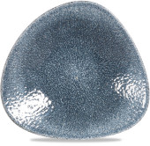Studio Prints Raku Topaz Blue Triangle Shallow Bowl 10.75x10.5"