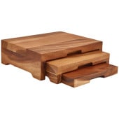 GenWare Acacia Wood Stepped Display Stand GN 1/2