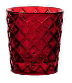 Criss Cross Glass Nightlight Tealight Holder Red (Pack of 12)