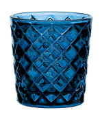 Criss Cross Glass Nightlight Tealight Holder Blue (Pack of 12)