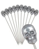 Zinc Skull Tiki Stainless Steel Garnish Picks Reusable Pack of 10