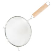 Stainless Steel Double Mesh Fine Sieve Strainer with Wooden Handle 25cm 10"