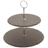 Genware Slate Cake Stand 2 Tier