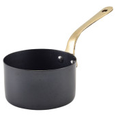 Genware Black Vintage Steel Mini Sauce Pan 9 x 5.25cm - Side