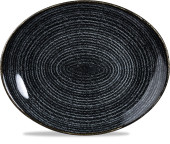 Studio Prints Homespun Charcoal Black Oval Coupe Plate 27x22.9cm