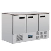 Polar 3 Door Refrigerated Counter with Marble Work Top 368Ltr