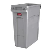 Rubbermaid Slim Jim Bin Waste Container Venting Channels 60 Litre Grey