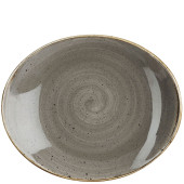 Stonecast Grey Oval Coupe Plate 19.2x16cm