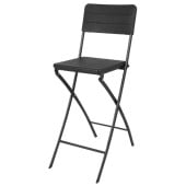 Bolero Folding Bar Chairs Black Wood-Effect (Pack of 2)