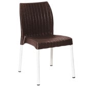 Bolero Elements Polypropylene Rattan Side Chairs Dark Brown (Pack of 4)