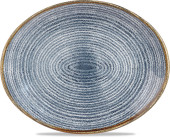 Studio Prints Homespun Slate Blue Oval Coupe Plate 27x22.9cm