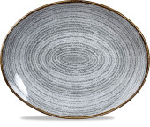 Studio Prints Homespun Stone Grey Oval Coupe Plate 27x22.9cm