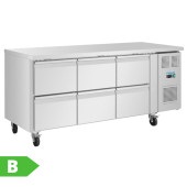 Polar U-Series Six Drawer Gastronorm Counter Fridge 158 Litre