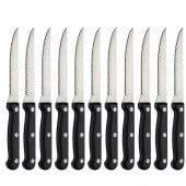 Steak Knives Stainless Steel Polywood Black Handle (Pack of 12)