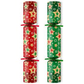 9" Star Red/Green Mixed Box Christmas Crackers with Puzzles (Pack of 100)