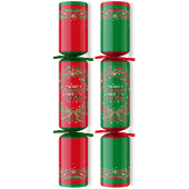 10" Traditional Red/Green Mixed Box Christmas Cracker with Quiz (Pack of 100)