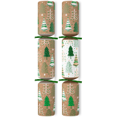 12" Festive Forest Kraft Mixed Box Christmas Crackers with Snowflake Tree Hangers (Pack of 50)