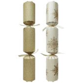 12" Snowflake Sparkle Gold Mixed Christmas Cracker with Gift (Pack of 50)