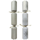 12" Snowflake Sparkle Silver Mixed Christmas Cracker with Gift (Pack of 50)