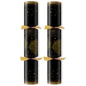 12" Sparkly Black Christmas Cracker with Quiz & Gift (Pack of 50)