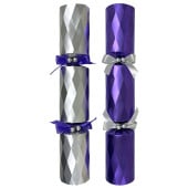 14" Diamond Purple/Silver Mixed Box Christmas Cracker with Gift (Pack of 25)
