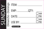 Food Rotation Label Item/Date/Use By - Sunday (Pack of 500)