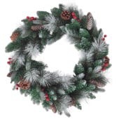 Frosted Pine Cone & Berry Wreath 60cm
