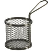 Black Serving Fry Basket  Round 9.3 x 9cm (Pack of 6)